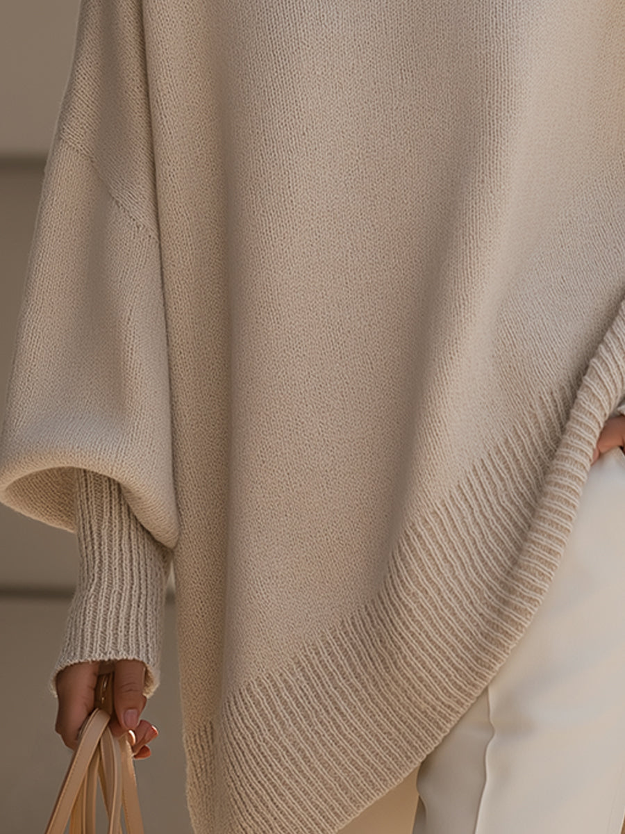Women's Oversized Knitted Poncho Jumper