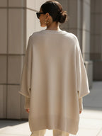 Damskie oversize’owe dzianinowe poncho