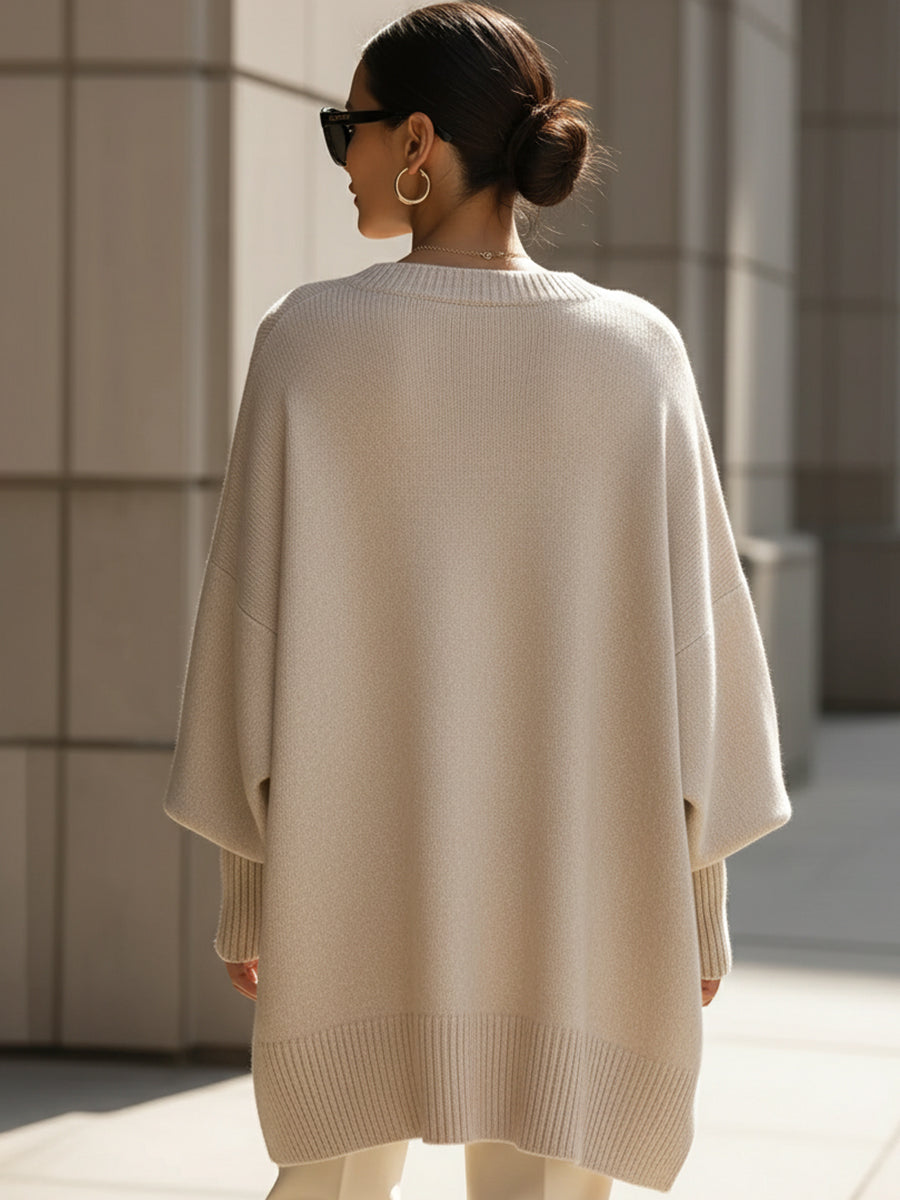 Women's Oversized Knitted Poncho Jumper