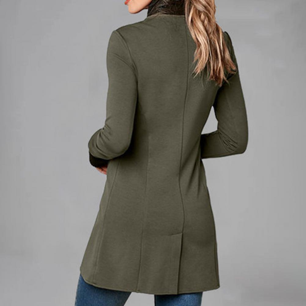 Women’s Asymmetric Button-Up Longline Jacket with Ribbed Cuffs