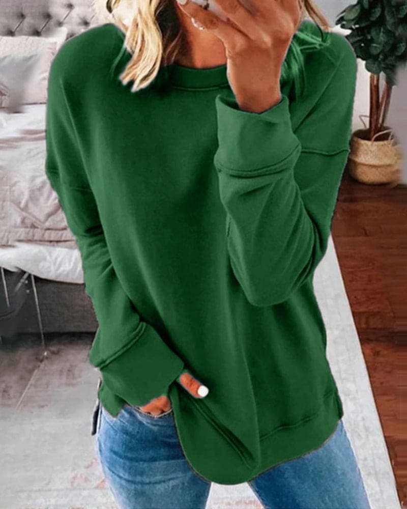 Sweat-shirt coupe décontractée à col rond pour femme