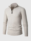 Pull pour homme en maille côtelée à demi-zip