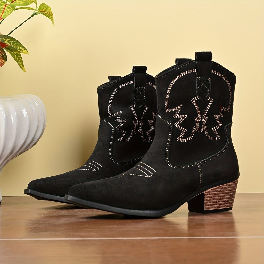 Women’s Western Ankle Cowboy Boots with Embroidery
