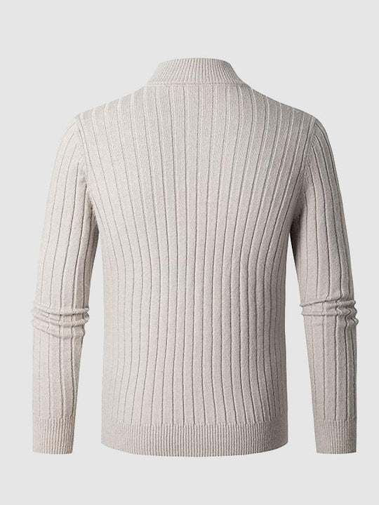 Pull pour homme en maille côtelée à demi-zip