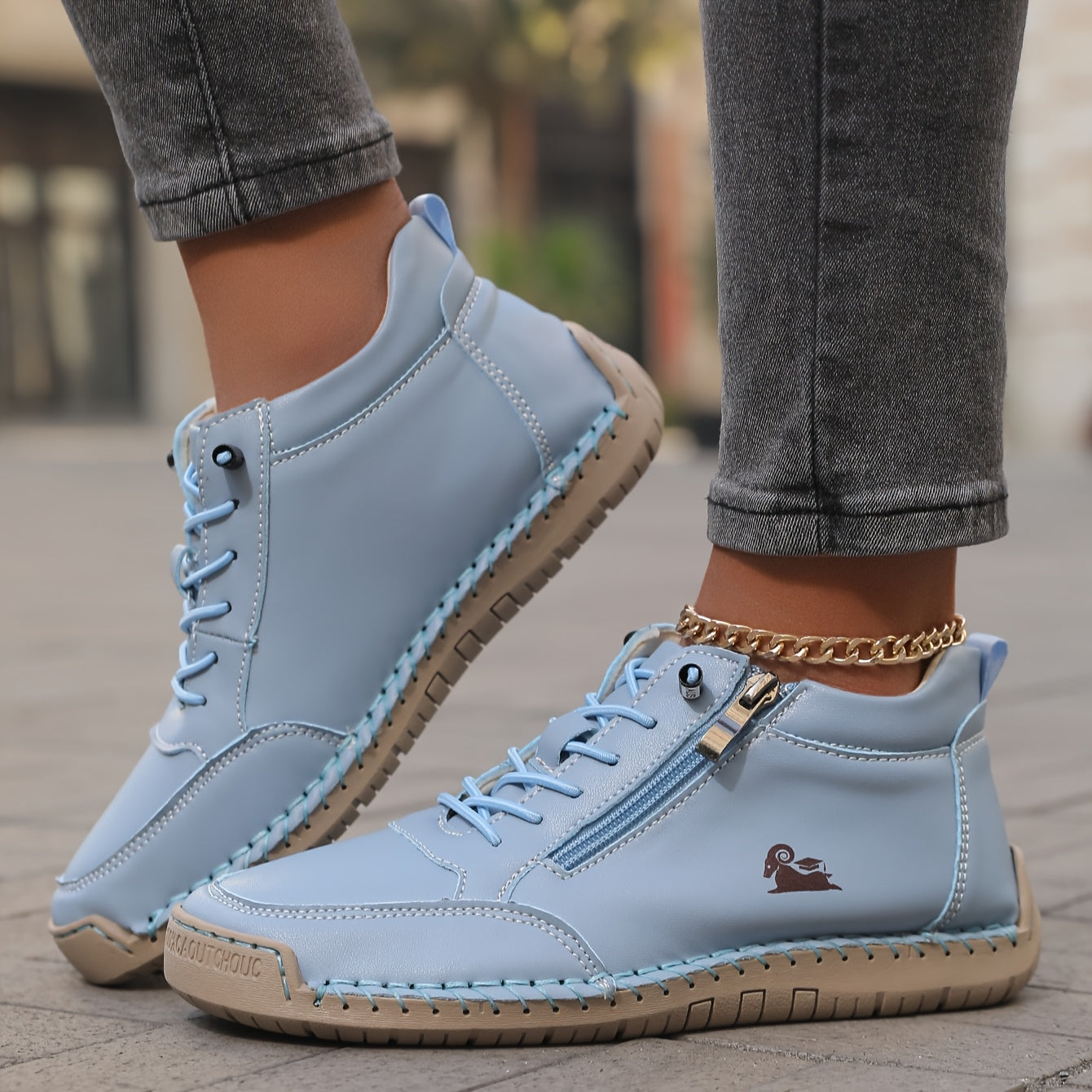 Chaussures de marche décontractées à fermeture zippée latérale pour femme