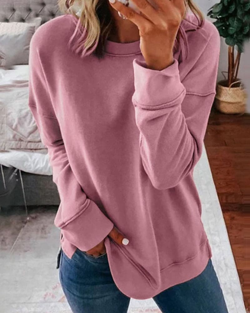 Sweat-shirt coupe décontractée à col rond pour femme
