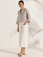 Women's Linen Cowl Neck Relaxed Fit Top