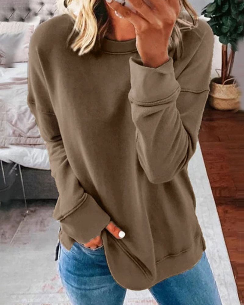 Sweat-shirt coupe décontractée à col rond pour femme