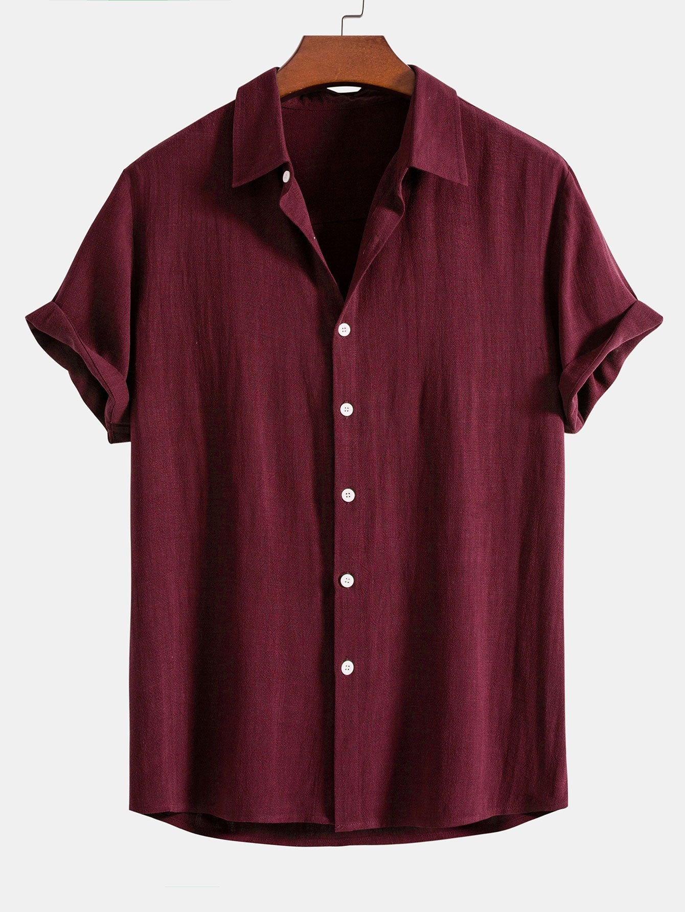 Men's Linen Short Sleeve Button-Up Shirt for Summer