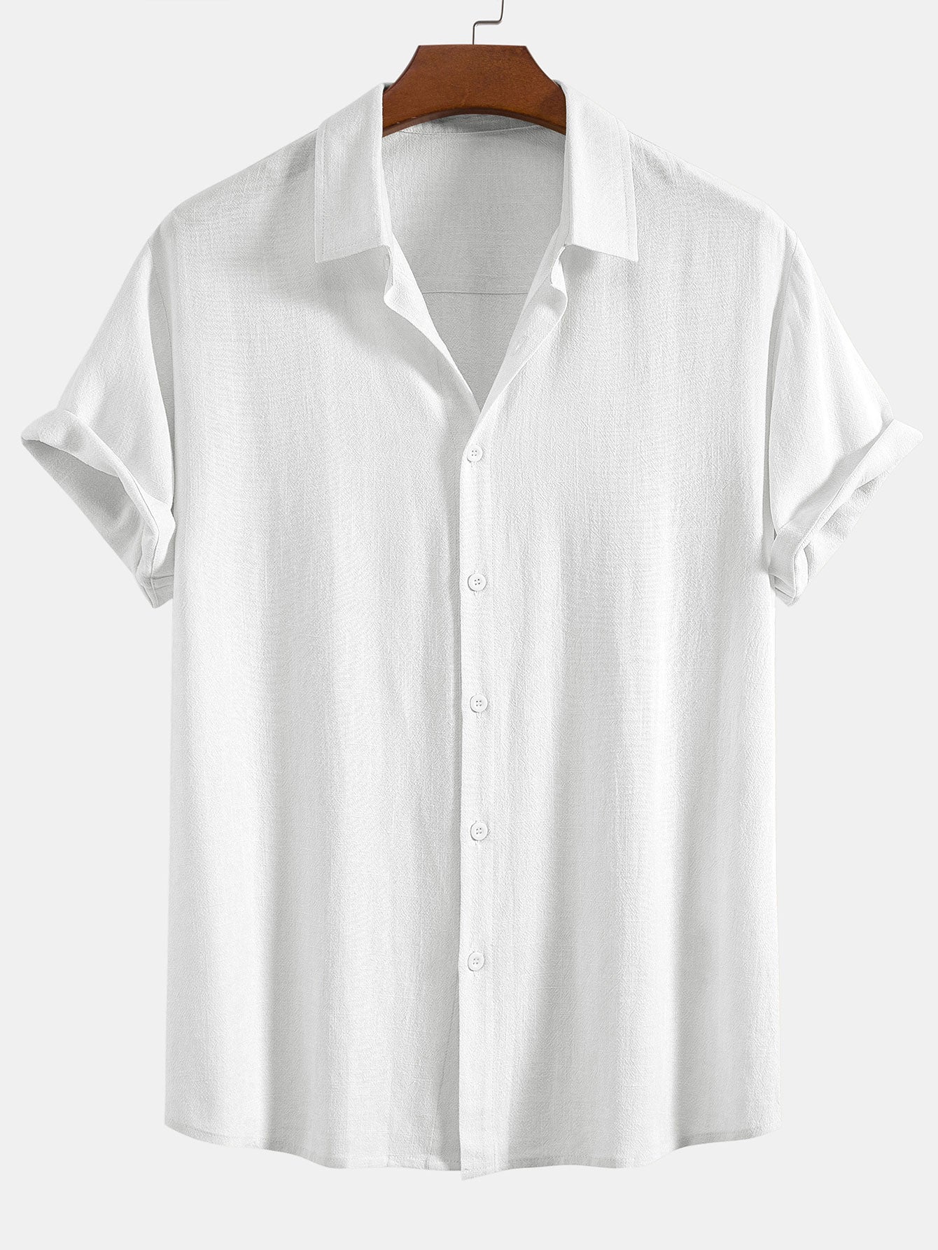 Men's Linen Short Sleeve Button-Up Shirt for Summer