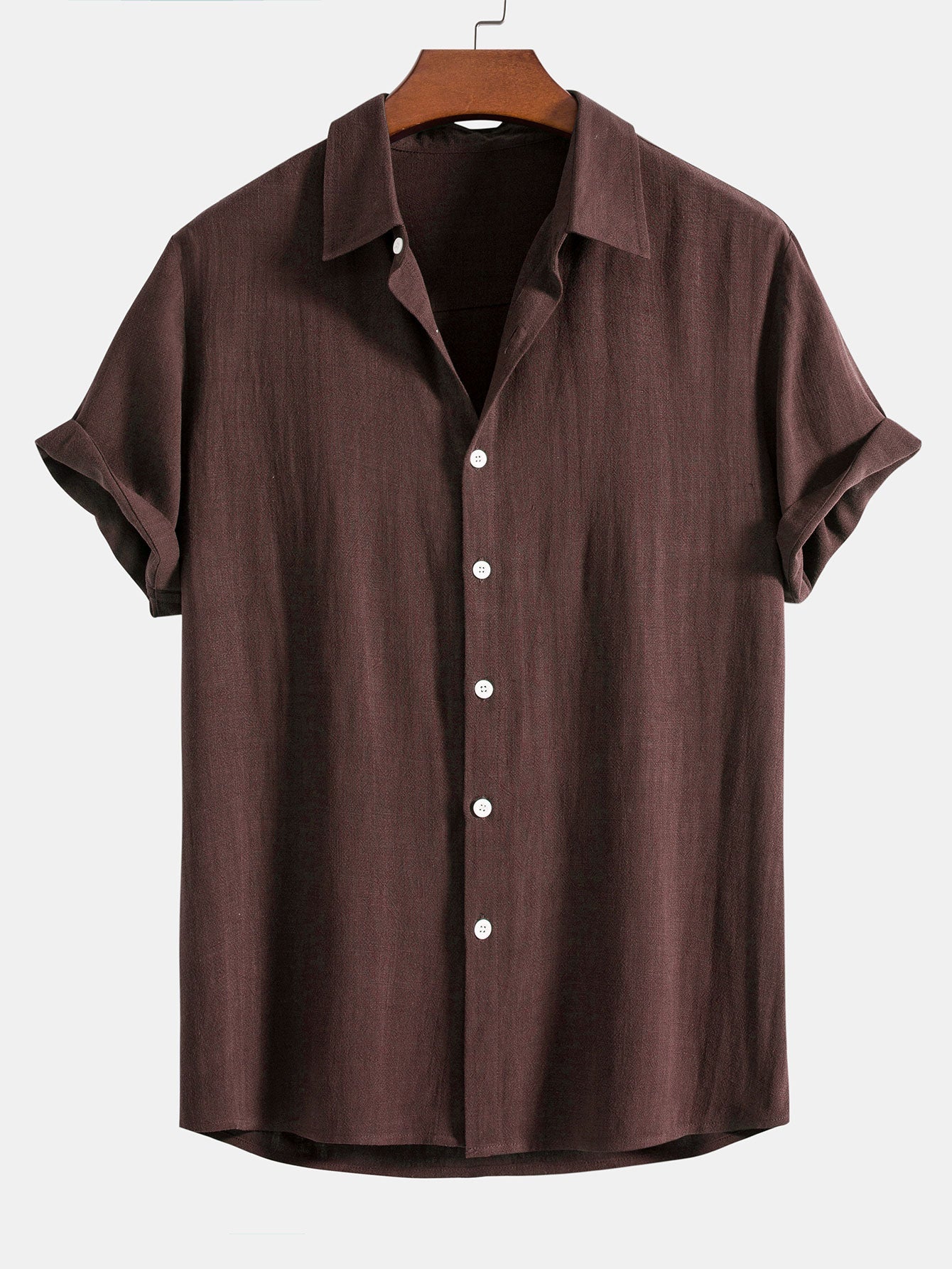 Men's Linen Short Sleeve Button-Up Shirt for Summer