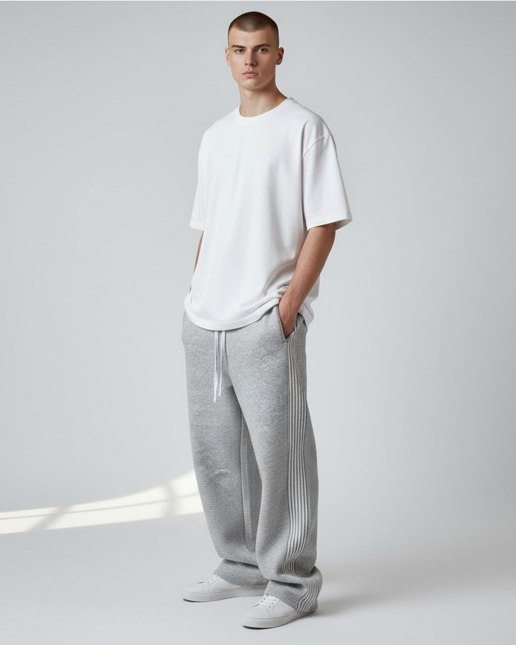 Men’s Wide Leg Joggers with Side Stripe Detail