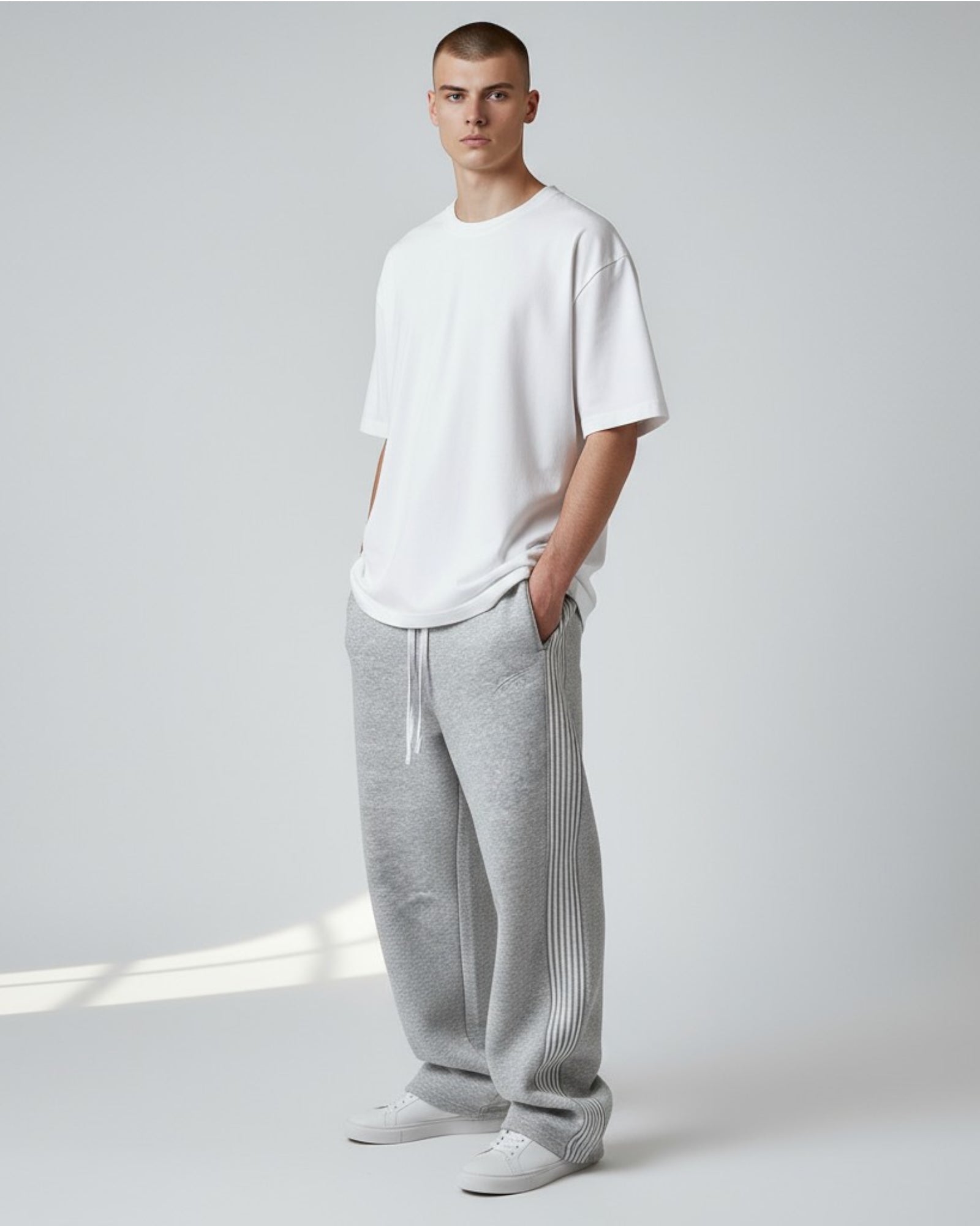 Men’s Wide Leg Joggers with Side Stripe Detail
