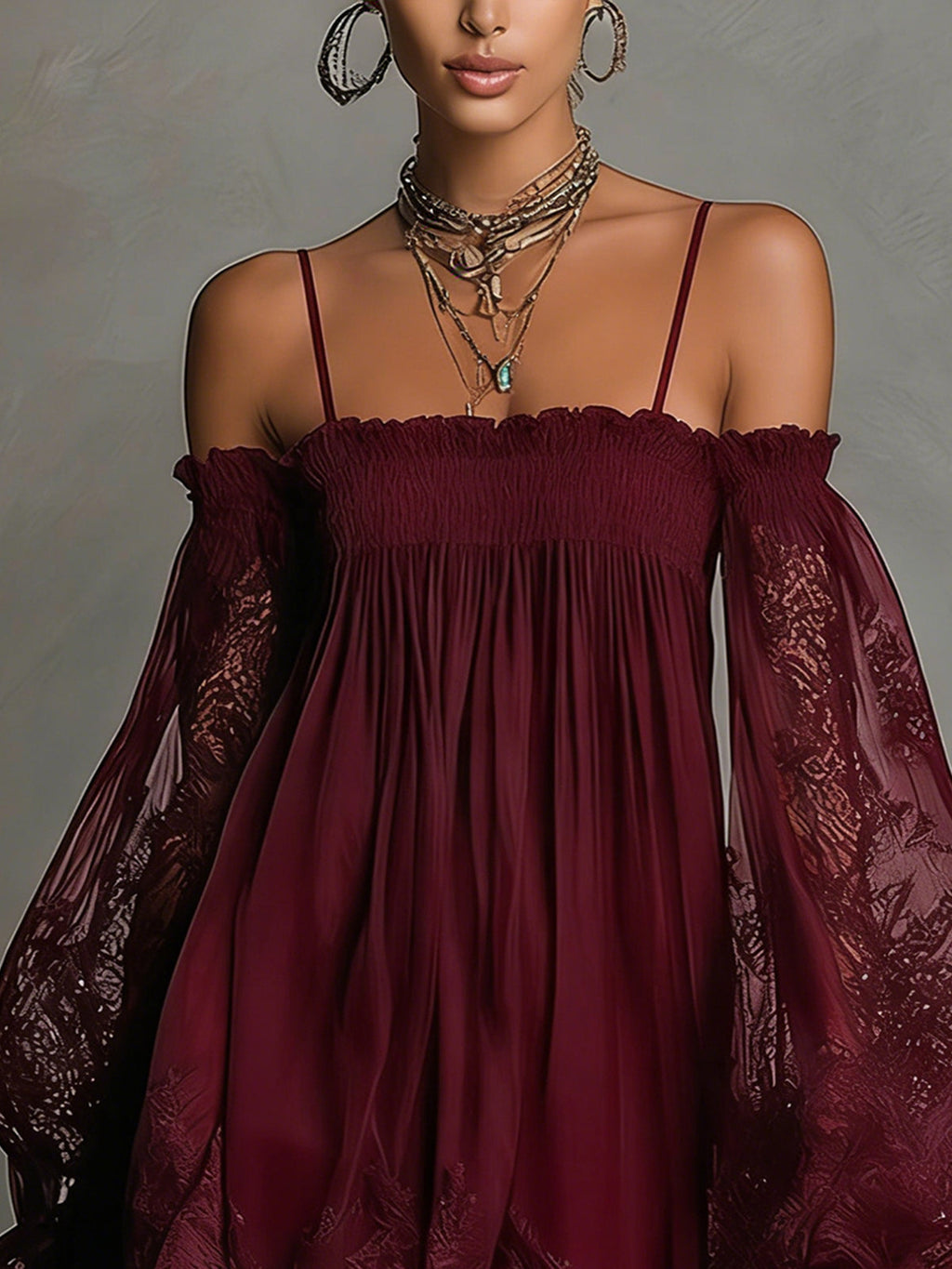Women's Chiffon Mini Dress for Autumn Evening Wear