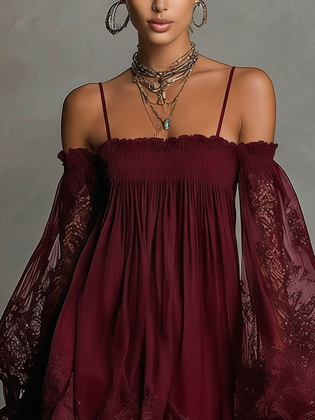 Women's Chiffon Mini Dress for Autumn Evening Wear