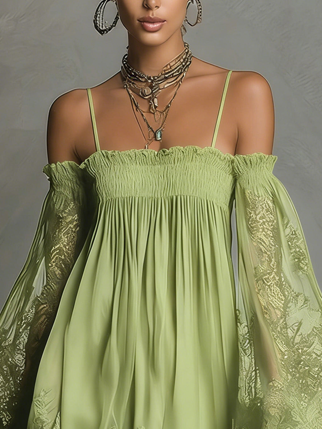 Women's Chiffon Mini Dress for Autumn Evening Wear