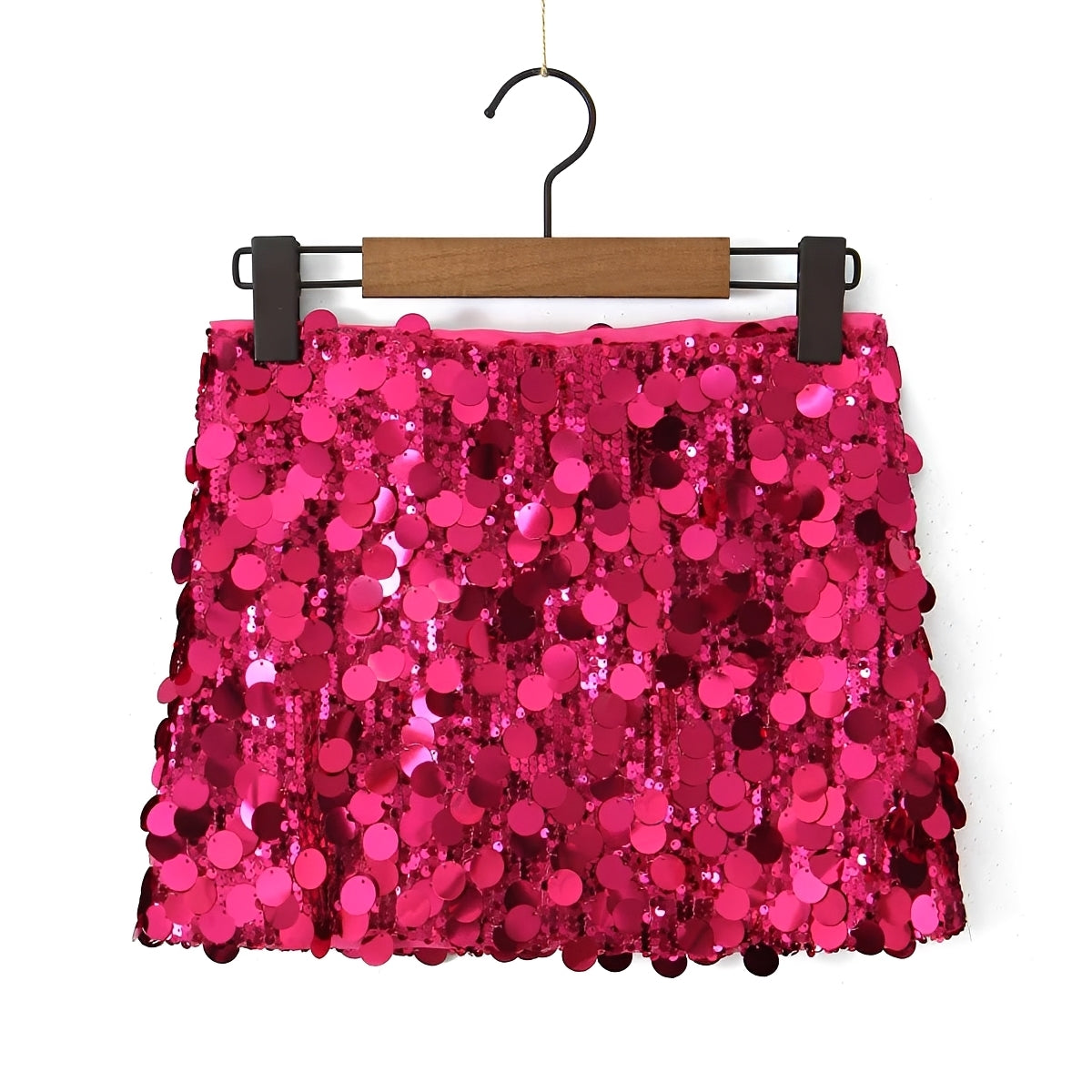 Women's Sequin Mini Skirt with Disc Embellishments