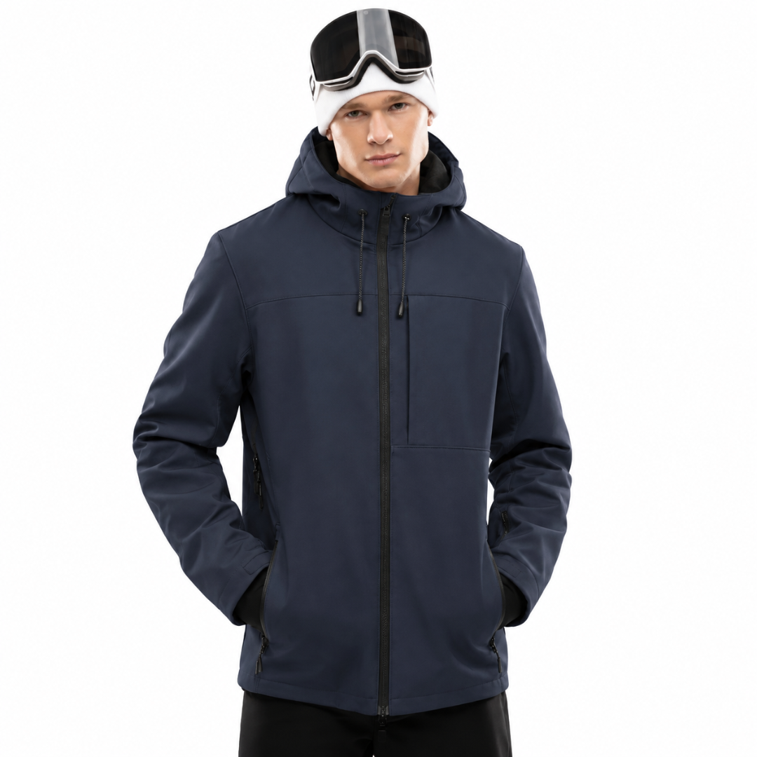 Men's Hooded Ski Jacket with Zip Pockets