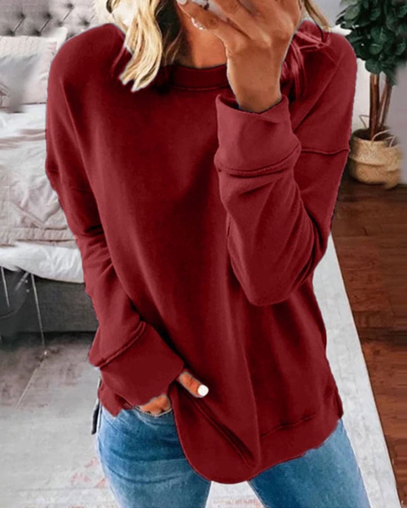 Sweat-shirt coupe décontractée à col rond pour femme