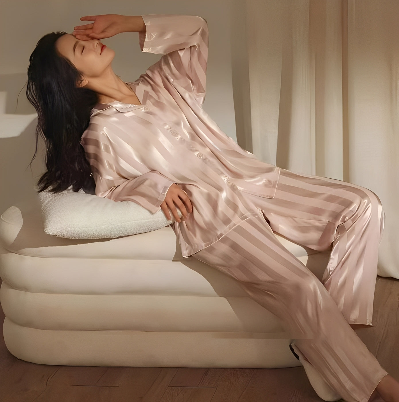 Women's Satin Pyjama Set for Autumn Sleepwear
