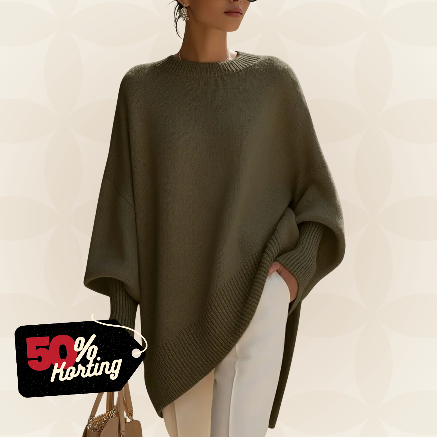Poncho oversize en maille pour femme