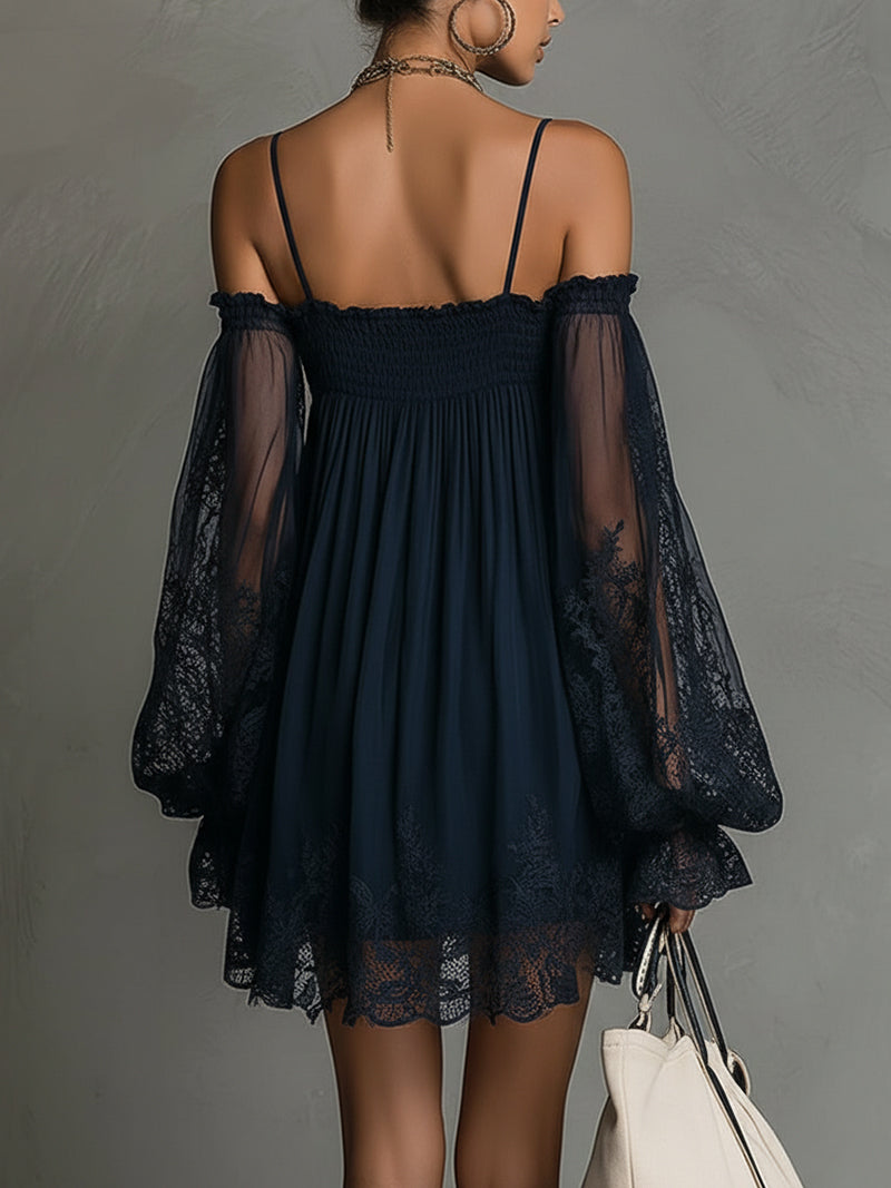 Women's Chiffon Mini Dress for Autumn Evening Wear