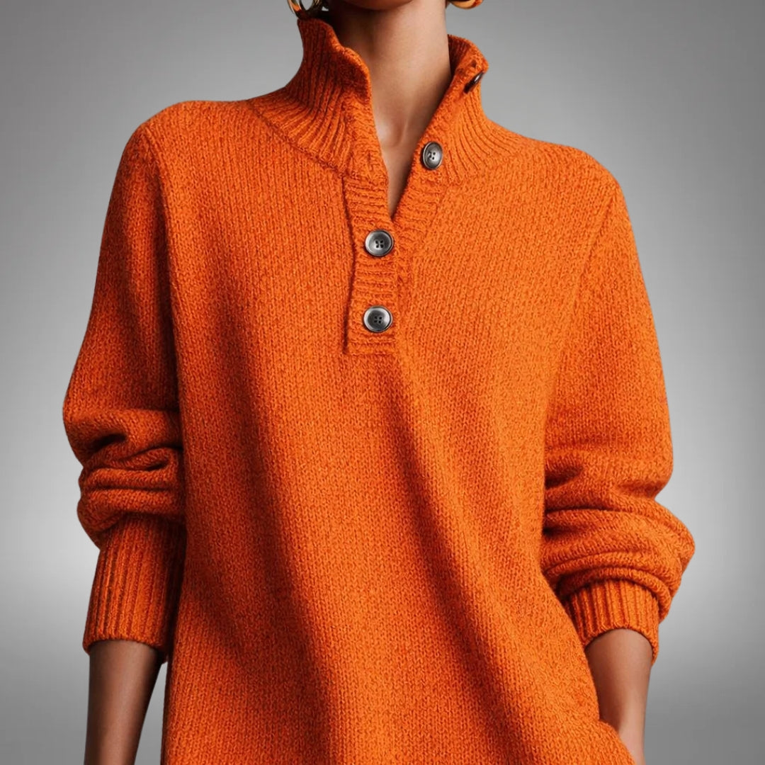 Robe-pull en maille à col montant pour femme