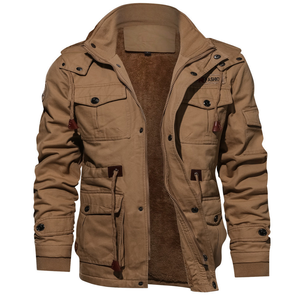 Men’s Hooded Utility Jacket with Multi-Pocket Design