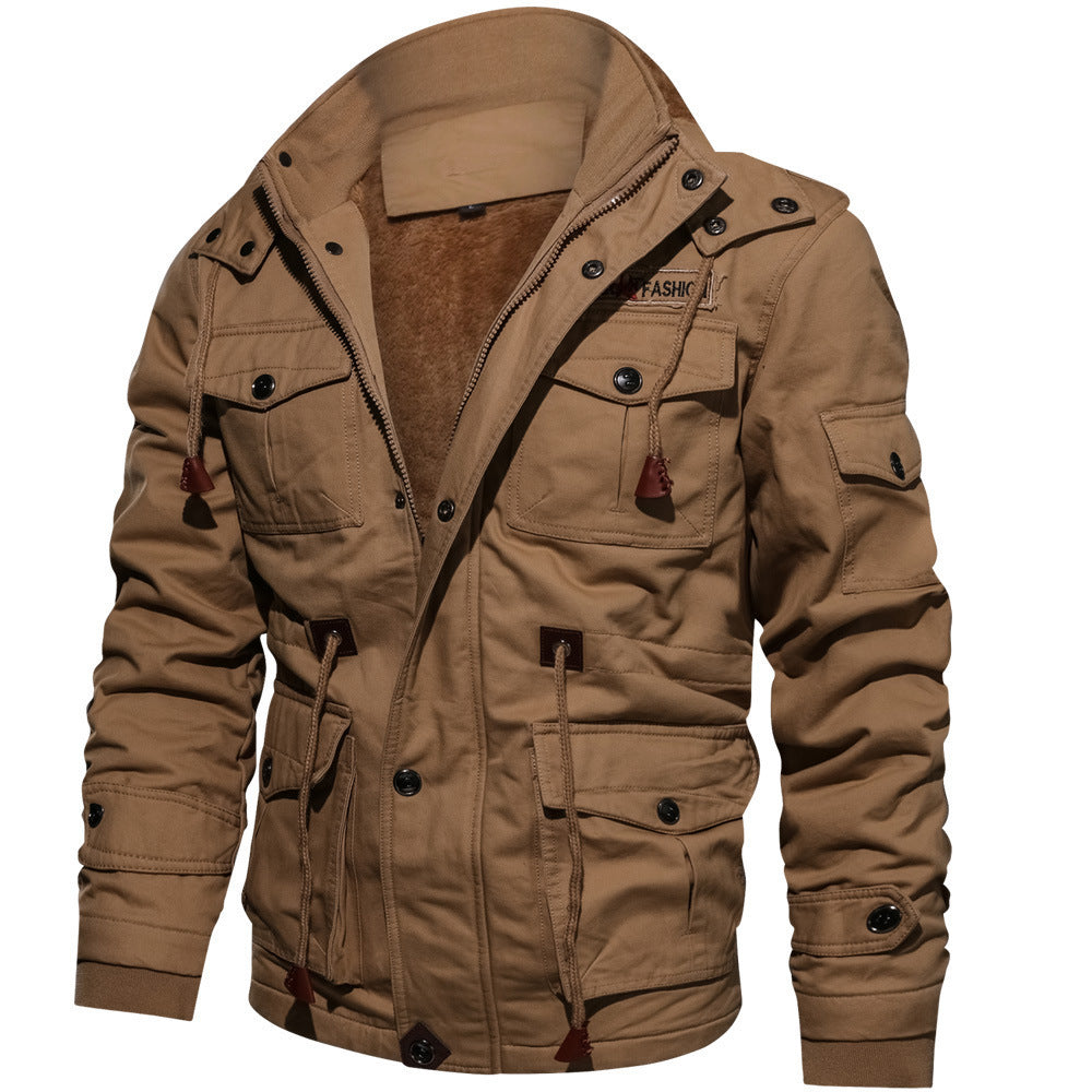 Men’s Hooded Utility Jacket with Multi-Pocket Design