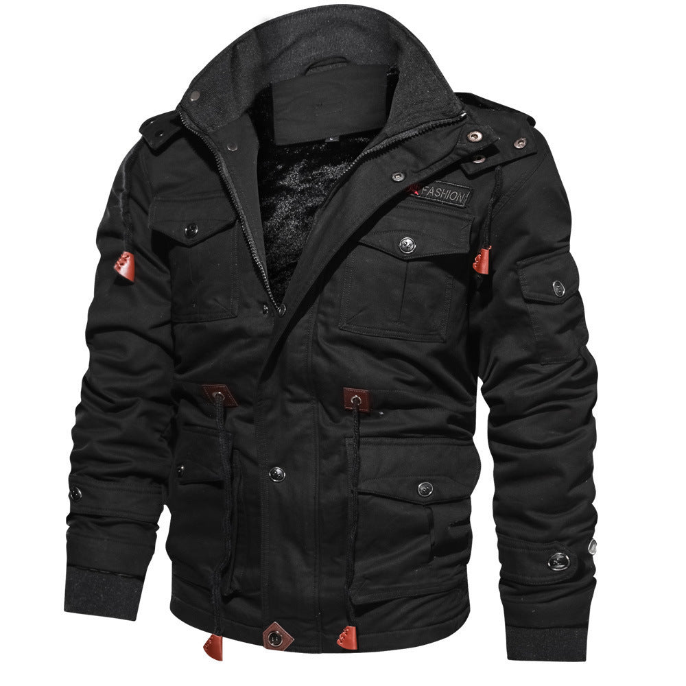 Men’s Hooded Utility Jacket with Multi-Pocket Design
