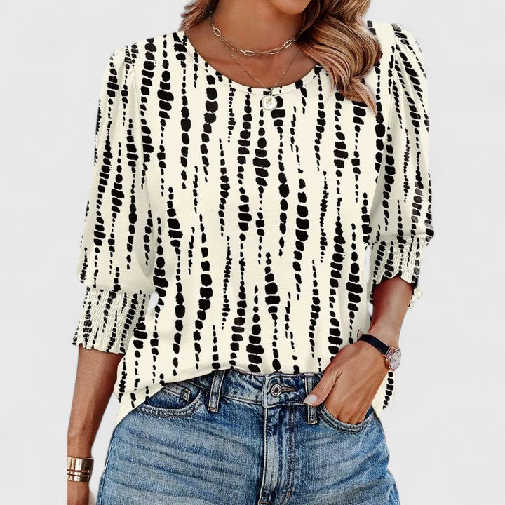 Blouse à manches bouffantes et poignets smockés pour femme