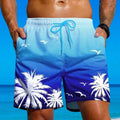 Men's Tropical Print Swim Shorts with Drawstring Waist