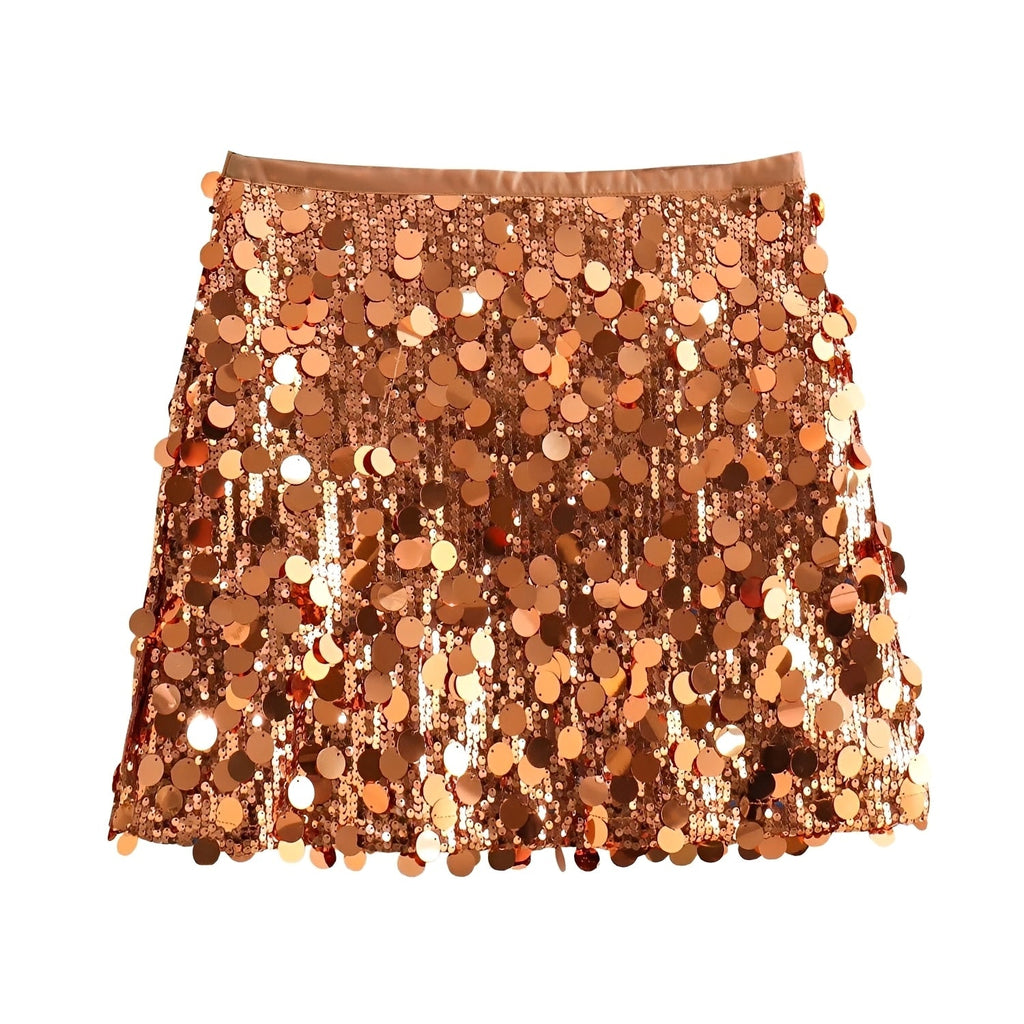 Sequin Disc Embellished Mini Skirt