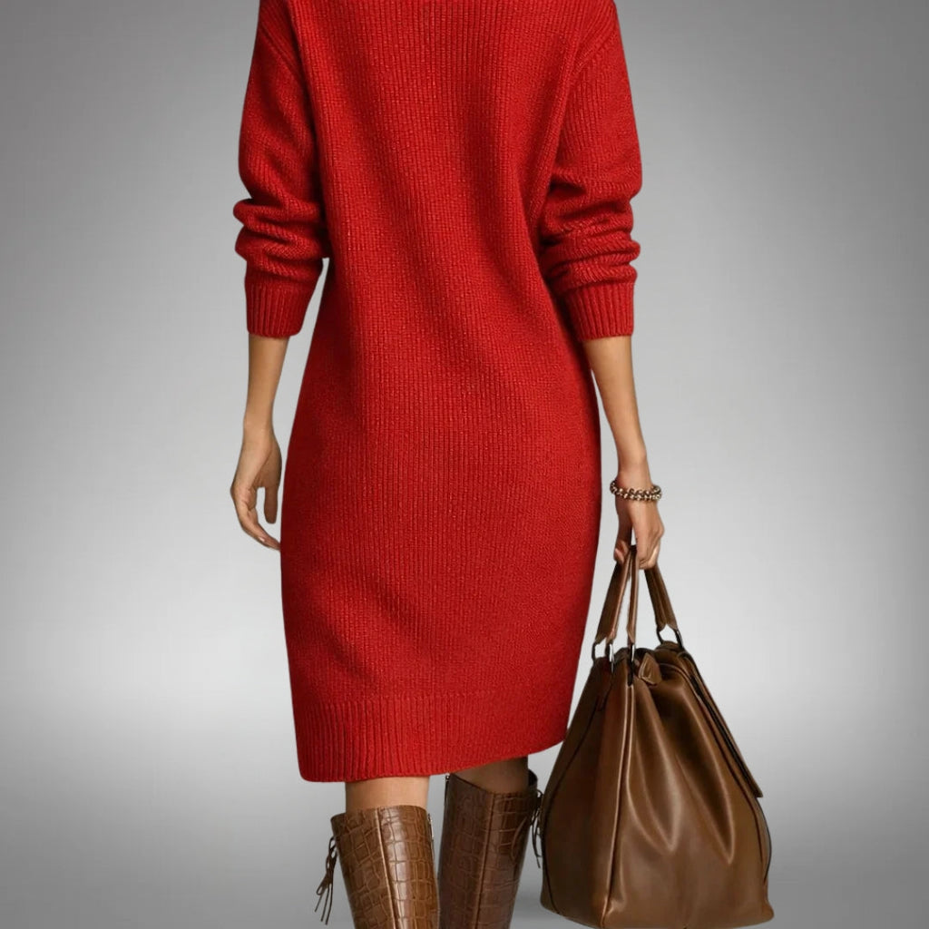 Women's High Neck Knitted Jumper Dress