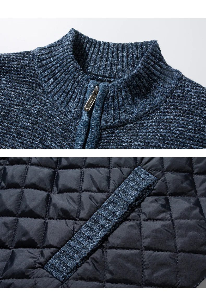 Men’s Quilted Knit Jacket with Stand Collar