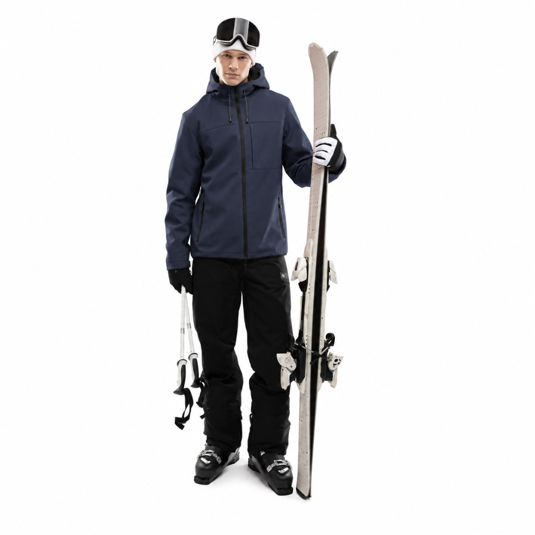 Men's Hooded Ski Jacket with Zip Pockets