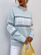 Pull de Noël oversize pour femme | Col montant en maille Fair Isle