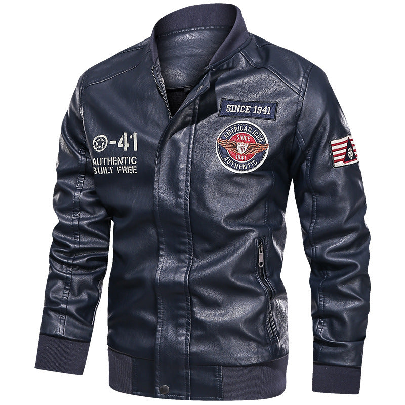 Blouson de motard pour homme avec détails à écusson