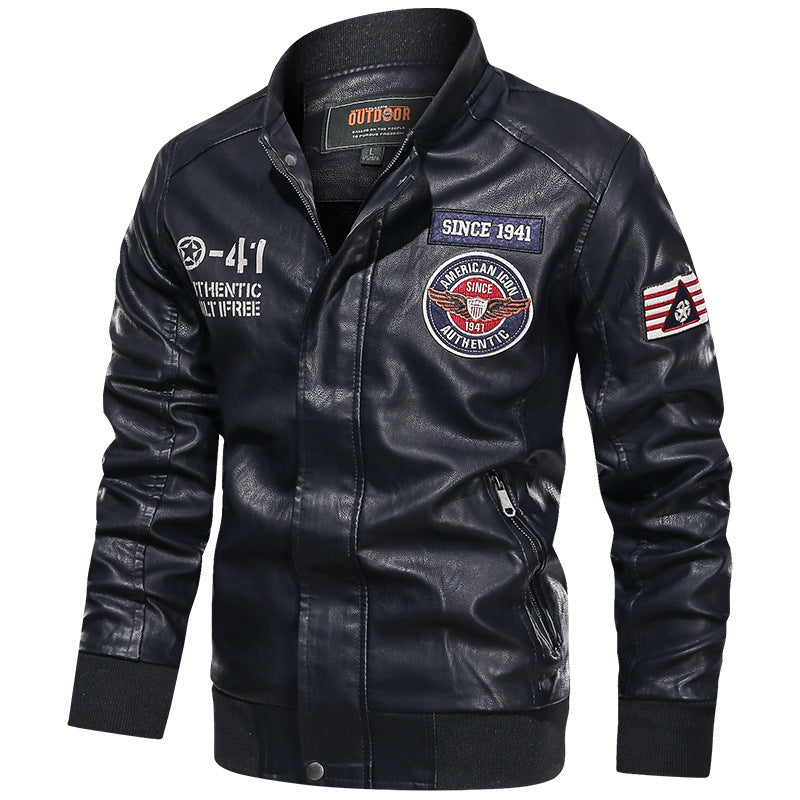 Blouson de motard pour homme avec détails à écusson