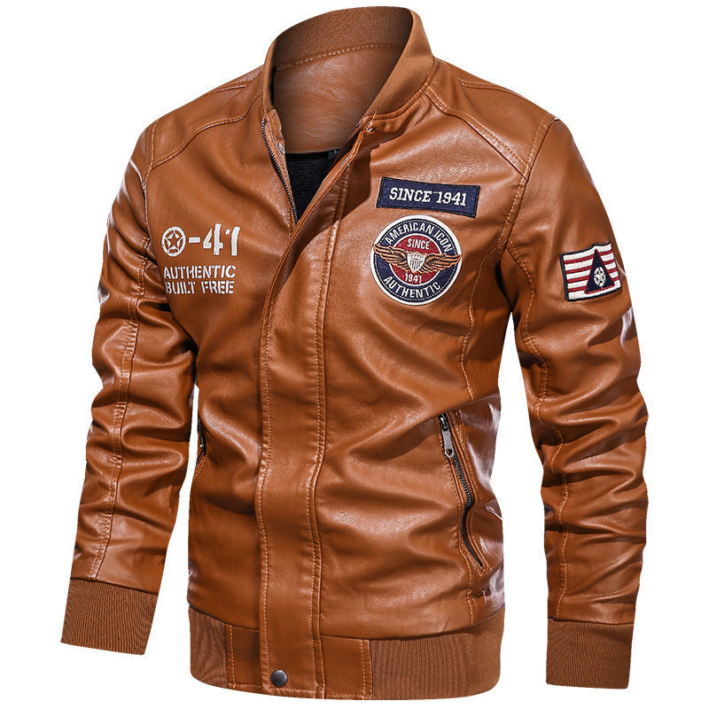 Blouson de motard pour homme avec détails à écusson
