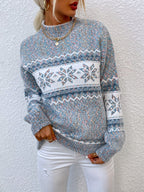 Pull de Noël oversize pour femme | Col montant en maille Fair Isle