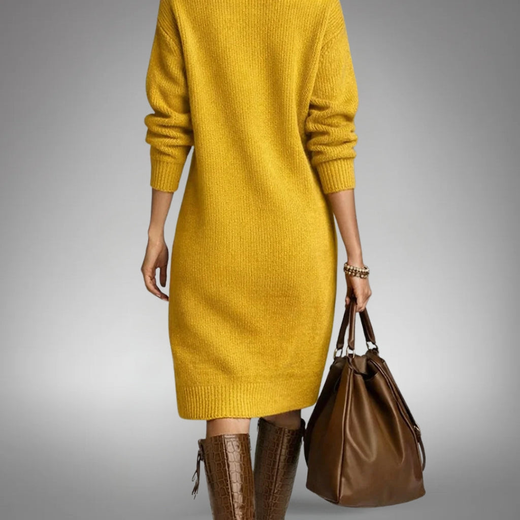 Women's High Neck Knitted Jumper Dress