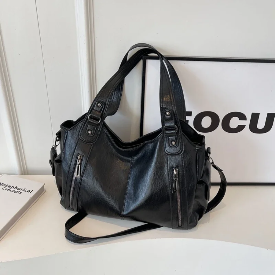 Women’s Multi-Pocket Shoulder Bag with Detachable Strap