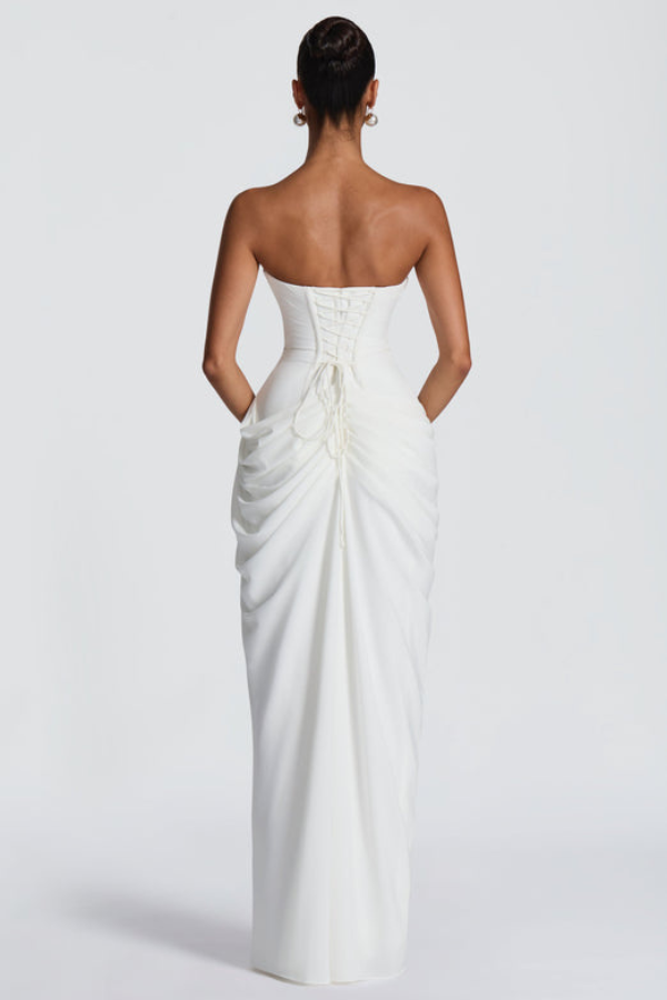 Women's Strapless Corset Draped Maxi Dress