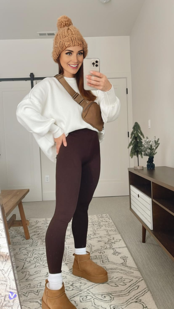 Legging taille haute doublé polaire pour femme