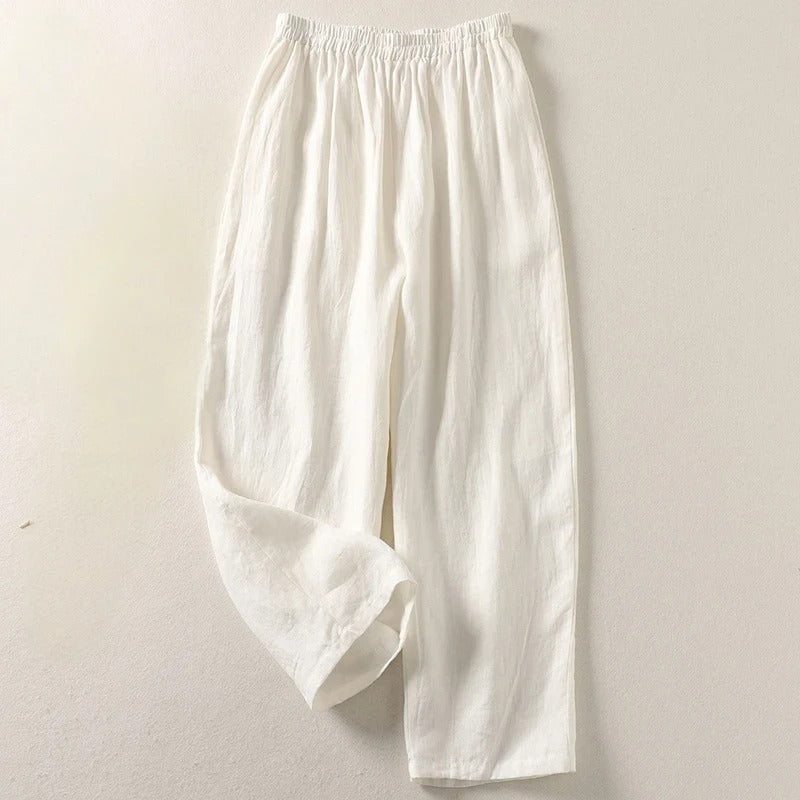 Women's Linen Blend Trousers for Autumn Casual Wear