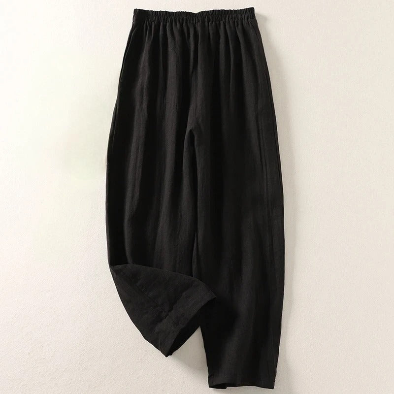 Women's Linen Blend Trousers for Autumn Casual Wear
