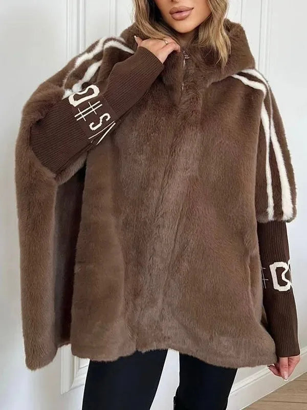 Manteau d'hiver oversize à capuche en fausse fourrure pour femme