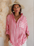 Women's Relaxed Striped Button-Up Shirt