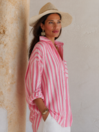 Women's Relaxed Striped Button-Up Shirt